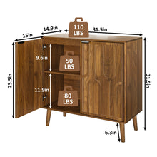 Load image into Gallery viewer, Farmhouse Style Sideboard Buffet Cabinet With Storage Bar Cabinet - Walnut