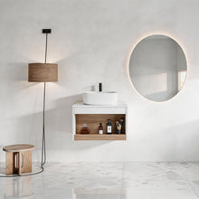 Load image into Gallery viewer, Floating Bathroom Vanity With Glossy Round Vessel Sink