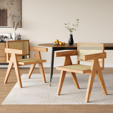 Load image into Gallery viewer, Chandigarh Arm Dining Chair With Natural Cane Design (Set of 2)