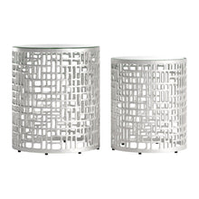 Load image into Gallery viewer, Mirrored Glass Aluminum Round Pedestal End Table - Silver