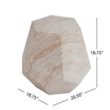 Load image into Gallery viewer, Outdoor / Indoor Lightweight Concrete Side Table, Hexagonal Round Travertine Accent Table - Beige