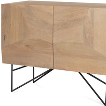 Load image into Gallery viewer, 44" Solid Wood And Metal Carved Geometric Accent Cabinet With Two Doors - Natural