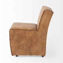 Load image into Gallery viewer, Upholstered Faux Leather Dining Side Chairs With Wheels (Set of 2) - Brown