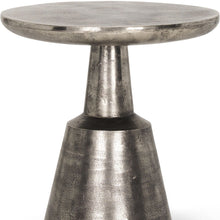 Load image into Gallery viewer, Distressed Iron Round Pedestal End Table - Silver