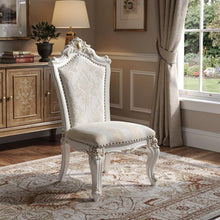 Load image into Gallery viewer, Faux Leather Damask Side Chair (Set of 2) - Beige And White