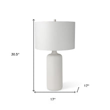 Load image into Gallery viewer, 31" Ceramic Round Bedside Lamp With White Drum Shade - White