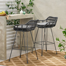 Load image into Gallery viewer, Outdoor Rattan Bar Chair With Metal Legs