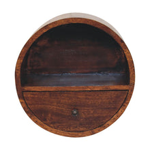 Load image into Gallery viewer, 16" Solid Wood Round One Drawer Floating Nightstand - Chestnut