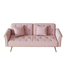 Load image into Gallery viewer, Luxurious Sofa Bed With Nail Head Trim And Matching Pillow