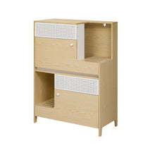 Load image into Gallery viewer, Furniture Style Multi Use Natural Cat Litter Box House With Flip Down Door - Natural