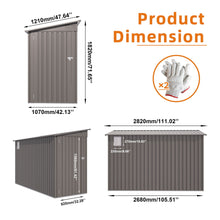 Load image into Gallery viewer, Metal Outdoor Storage Shed 4 X 9 Ft With Sloping Roof, Vents, And Side Door - Gray