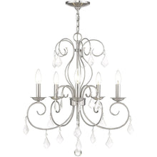 Load image into Gallery viewer, 26" Five Light Dimmable Chandelier With Shades - Nickel