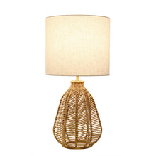 Load image into Gallery viewer, Rope Rattan Table Lamp With Drum Shade - Natural