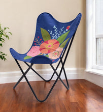 Load image into Gallery viewer, Tropical Oversized Flowers Butterfly Chair - Blue And Black