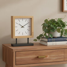 Load image into Gallery viewer, Square Table Clock - Natural / Black