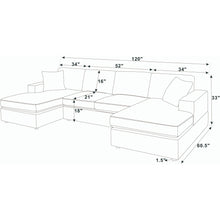 Load image into Gallery viewer, 3 Piece Corduroy Double Chaise Sectional Sofa