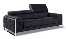 Load image into Gallery viewer, Italian Leather Sofa & Silver Legs - Black