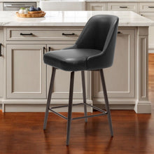 Load image into Gallery viewer, Faux Leather And Steel Counter Height Swivel Bar Chair - Black And Bronze