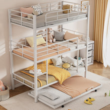 Load image into Gallery viewer, Triple Bunk Bed With Trundle, Heavy Duty Steel Construction