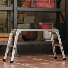 Load image into Gallery viewer, Aluminum Work Platform Large Size Step Stool Folding Portable Work Bench 40" Width Telescopic Feet Height Adjustable - Gray