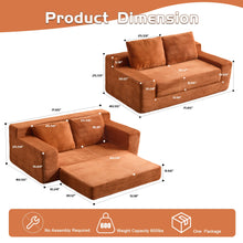 Load image into Gallery viewer, Loveseat Sofa, Comfortable Deep Seat Sofa Bed, Modern Small Corduroy Couch For Living Room Bedroom,Reversible Cushion With Pillows,No Assembly Required,Orange