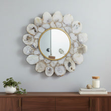 Load image into Gallery viewer, 30" Scalloped Stone Framed Accent Mirror - White / Gold