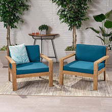Load image into Gallery viewer, Antoine - Outdoor Acacia Wood Club Chairs With Cushions, (Set of 2)