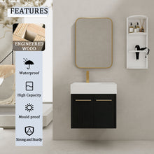 Load image into Gallery viewer, Modern Wall Mounted Bathroom Vanity With Thick Edge Resin Sink And Storage Rack