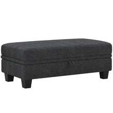 Load image into Gallery viewer, 46" Chenille Storage Ottoman - Gray / Black