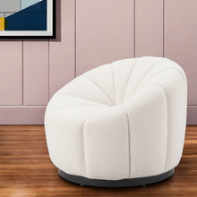 Load image into Gallery viewer, 36" Faux Shearling And Upholstered Barrel Chair - Cream / Black