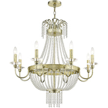 Load image into Gallery viewer, Eight Light Metal Dimmable Chandelier With Shades - Gold