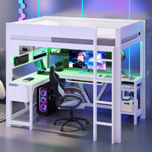 Load image into Gallery viewer, Gaming Loft Bed With Desk, Storage Shelves, LED And Charging Station