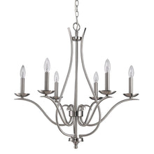 Load image into Gallery viewer, Candle Style Six Light Metal Dimmable Chandelier - Nickel