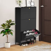 Load image into Gallery viewer, 3 Drawer All Steel Shoe Cabinet, Freestanding Storage Organizer With Flip Door
