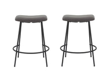 Load image into Gallery viewer, Faux Sherpa And Metal Backless Counter Height Bar Chairs (Set of 2) - Gray And Black