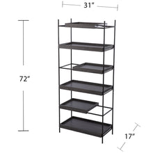 Load image into Gallery viewer, Sliding Shelf Five Tier Etagere Bookcase - Black