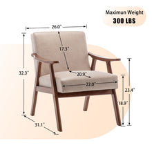 Load image into Gallery viewer, Mid Century Modern Accent Chair With Solid Wood Frame And Extra Thick Backrest