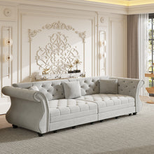 Load image into Gallery viewer, Oversized Chesterfield Pull Out Sofa Bed, Roll Arm Couch With Flower Tufting For Living Room