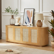 Load image into Gallery viewer, Contemporary Wave Shaped TV Stand With Rattan Doors