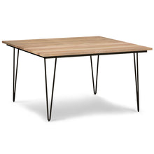 Load image into Gallery viewer, Solid Wood Steel Square Dining Table - Natural / Black