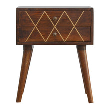 Load image into Gallery viewer, Inlay Geo Brass Bedside Table - Chestnut