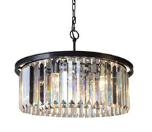Load image into Gallery viewer, Unique Statement Six Light Metal Crystal Glass Chandelier With Shades - Black