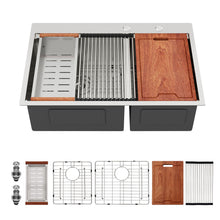 Load image into Gallery viewer, Topmount Drop In Kitchen Sink With Double Bowl Design