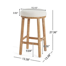 Load image into Gallery viewer, Rubber Wood & Fabric Counter Stool 300Lb Capacity, Easy Assembly For Home & Commercial Use (Set of 2) - Natural / Beige