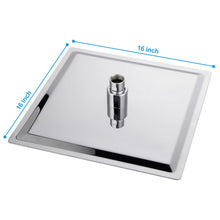 Load image into Gallery viewer, 16" Square Rainfall Shower Head Fixed Wall Mount With Full Body Coverage & Self Cleaning Silicone Nozzles