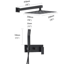 Load image into Gallery viewer, Brass Shower System With 10" Rainfall Shower Head And Handheld Sprayer - Matte Black