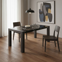 Load image into Gallery viewer, 68" Faux Marble And Wood Dining Table - Black