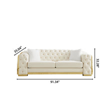Load image into Gallery viewer, 2 Seater Sofa With Button Tufted Diamond Grid & 2 Pillows For Living Room