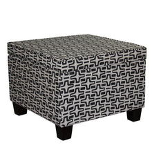 Load image into Gallery viewer, 25" Polyester Blend Geometric Storage Ottoman - Black And White
