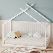 Load image into Gallery viewer, Montessori Style House Bed For Kids, Floor Bed Frame With Headboard And Footboard